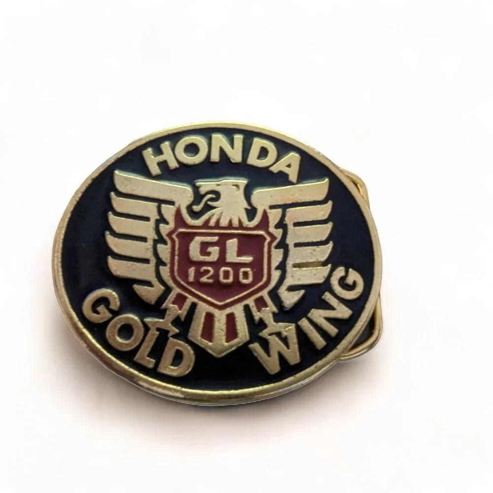 Vintage Honda GL1200 Gold Wing Gold Tone Oval Belt Buckle 2 3/4